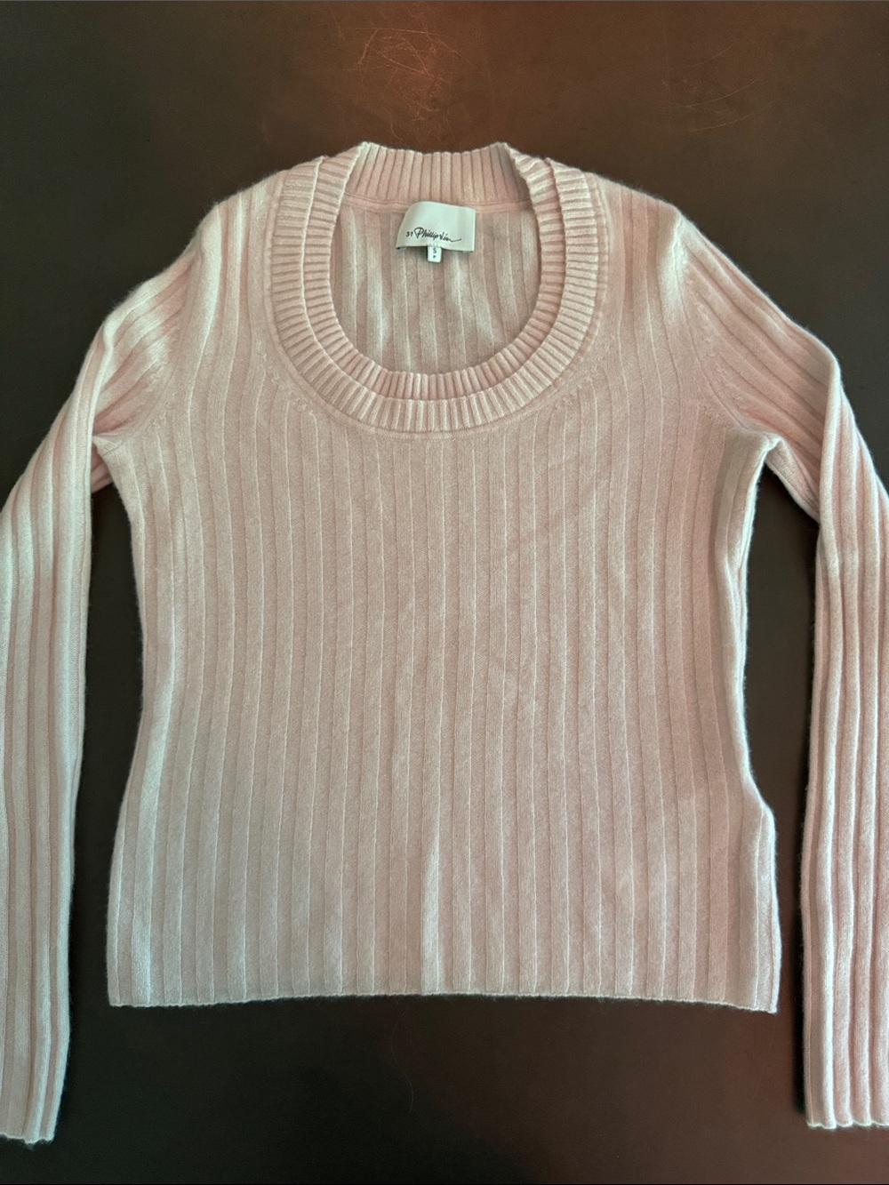 3.1 Phillip Lim Light Pink Ribbed Cashmere Scoop-Neck Sweater